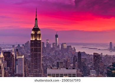 A stunning view of New York City, showcasing iconic landmarks and the bustling urban atmosphere. - Powered by Shutterstock