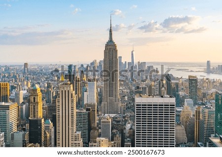 A stunning view of New York City, showcasing iconic landmarks and the bustling urban atmosphere.