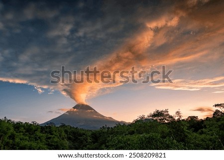 A stunning view on Mount Merapi just before sunrise