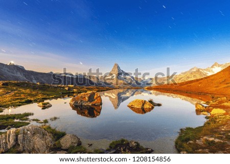 Similar – Foto Bild Matterhorn and Dente Blanche from Riffelsee mountain lake