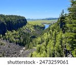 Stunning view of Ouimet Canyon located in northern Ontario in Pass Lake near Thunder Bay.  A beautiful trail to a lookout over the canyon 