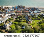 Stunning view of seaside town houses seen in Aldeburgh, Suffolk, UK.