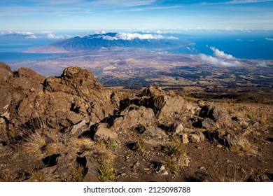 Stunning Vista Of The Island Maui At The Summit In Haleakala National Park.