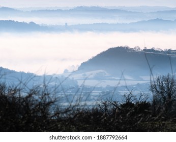 A Stunning Vista Of The Misty Somerset Levels.