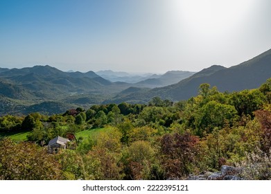 Stunning Vista Over Montenegro Landscape With Autumnal Trees