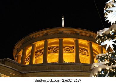 The Stunningly Illuminated Architectural Dome at Night Creates a Captivating Scene - Powered by Shutterstock