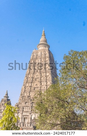 The stupa at Mahabodhi Temple, Mahabodhi Temple, Bodh Gaya. Buddha attained enlightenment here in Bihar northeast India. It is a UNESCO World Heritage Site.
