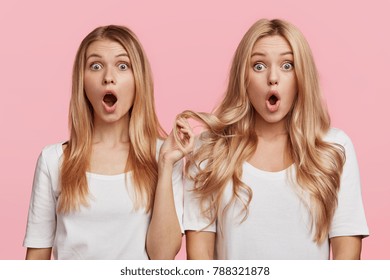 Shocked Stupefied Cute Female Students Groupmates Stock Photo 793122145 ...