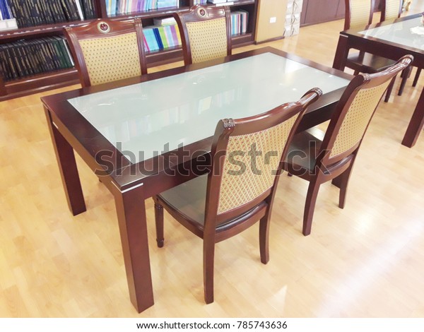 Sturdy Elegant Dark Brown Wooden Table Stock Photo Edit Now