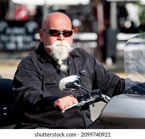 Sturgis, SD, USA, August 2013, Older Biker At Sturgis Motorcycle Rally