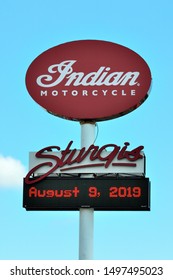 Sturgis SD, USA On August 9, 2019 : Indian Motorcycle Sign.