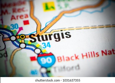 Sturgis. South Dakota. USA On A Map.