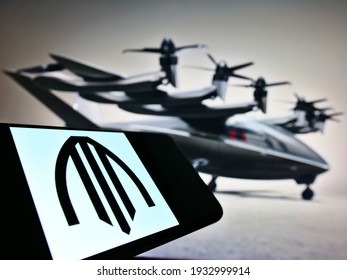 Stuttgart, Germany - 03-05-2021: Smartphone With Business Logo Of US Air Taxi Company Archer Aviation On Screen In Front Of Website. Focus On Center Of Phone Display. Unmodified Photo.