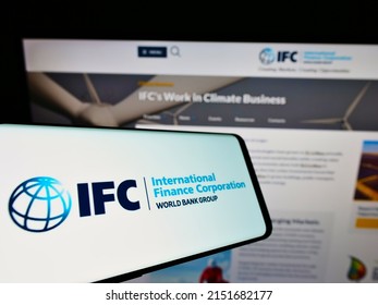 Stuttgart, Germany - 06-13-2021: Smartphone With Logo Of Institution International Finance Corporation (IFC) On Screen In Front Of Website. Focus On Center-right Of Phone Display. Unmodified Photo.