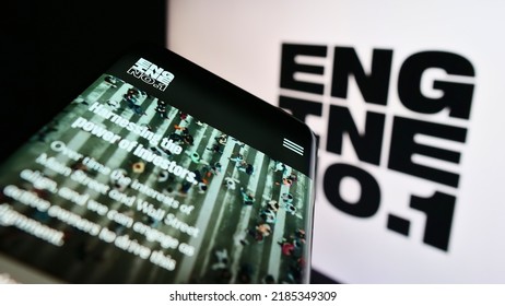 Stuttgart, Germany - 07-24-2022: Smartphone with webpage of American investment company Engine No. 1 LP on screen in front of business logo. Focus on top-left of phone display. Unmodified photo.
