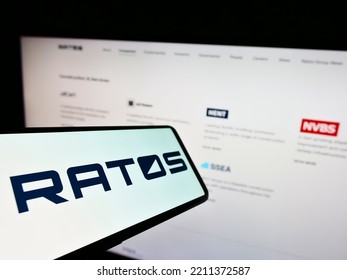 Stuttgart, Germany - 09-30-2022: Mobile Phone With Logo Of Swedish Investment Company Ratos AB On Screen In Front Of Business Website. Focus On Center-left Of Phone Display. Unmodified Photo.