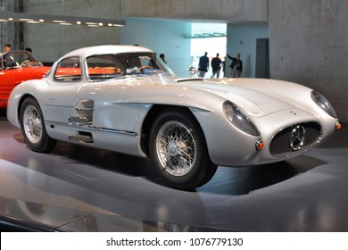 Stuttgart, Germany - April 12 2018: Mercedes Benz Museum: 1955 Mercedes Benz 300 SLR Uhlenhaut-Coupé