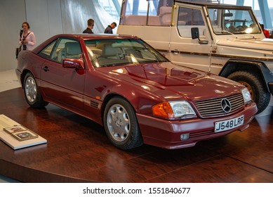 Stuttgart, Germany - April 13, 2019: 1991 Mercedes-Benz 500SL Princess Diana Car. The First Foreign Car Of The British Royal House Member.