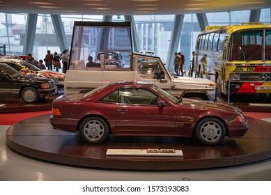 Stuttgart, Germany - April 13, 2019: 1991 Mercedes-Benz 500SL Princess Diana Car. The First Foreign Car Of The British Royal House Member. 