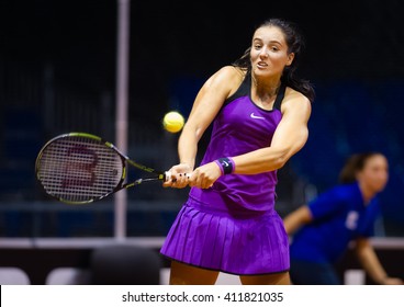 STUTTGART, GERMANY - APRIL 16, 2016: Laura Robson In Action At The 2016 Porsche Tennis Grand Prix