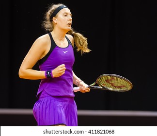 STUTTGART, GERMANY - APRIL 16, 2016: Antonia Lottner In Action At The 2016 Porsche Tennis Grand Prix