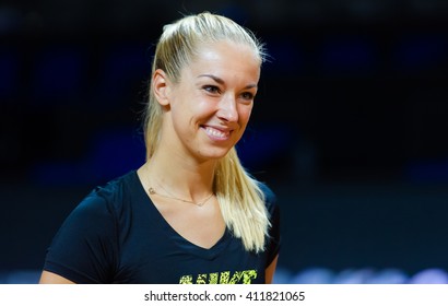 STUTTGART, GERMANY - APRIL 17, 2016: Sabine Lisicki Smiles At The 2016 Porsche Tennis Grand Prix