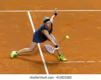 STUTTGART, GERMANY - APRIL 18, 2016: Laura Siegemund In Action At The 2016 Porsche Tennis Grand Prix