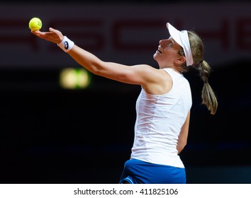 STUTTGART, GERMANY - APRIL 18, 2016: Johanna Konta In Action At The 2016 Porsche Tennis Grand Prix