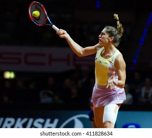 STUTTGART, GERMANY - APRIL 20, 2016: Andrea Petkovic In Action At The 2016 Porsche Tennis Grand Prix