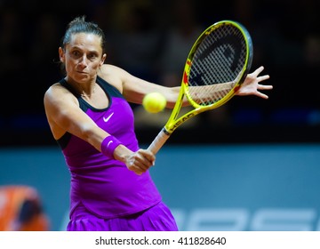 STUTTGART, GERMANY - APRIL 21, 2016: Roberta Vinci In Action At The 2016 Porsche Tennis Grand Prix