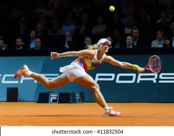 STUTTGART, GERMANY - APRIL 22, 2016: Angelique Kerber In Action At The 2016 Porsche Tennis Grand Prix