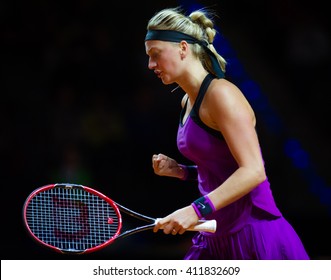 STUTTGART, GERMANY - APRIL 22, 2016: Petra Kvitova In Action At The 2016 Porsche Tennis Grand Prix