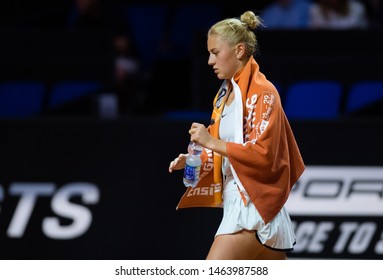 STUTTGART, GERMANY - APRIL 23, 2018: Marta Kostyuk Of The Ukraine At The 2018 Porsche Tennis Grand Prix Premier Tennis Tournament