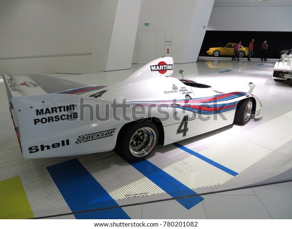 STUTTGART,\
GERMANY - APRIL 24, 2014: Martini Racing car Porsche 936 (1976).\
Permanent exhibition in Porsche\
museum.