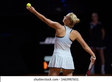 STUTTGART, GERMANY - APRIL 24, 2018: Marta Kostyuk Of The Ukraine At The 2018 Porsche Tennis Grand Prix Premier Tennis Tournament