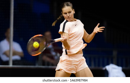 STUTTGART, GERMANY - APRIL 26, 2018: Veronika Kudermetova Of Russia At The 2018 Porsche Tennis Grand Prix Premier Tennis Tournament