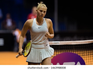 STUTTGART, GERMANY - APRIL 26, 2018: Marta Kostyuk Of The Ukraine At The 2018 Porsche Tennis Grand Prix Premier Tennis Tournament