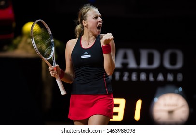 STUTTGART, GERMANY - APRIL 27, 2018: Anett Kontaveit Of Estonia At The 2018 Porsche Tennis Grand Prix Premier Tennis Tournament