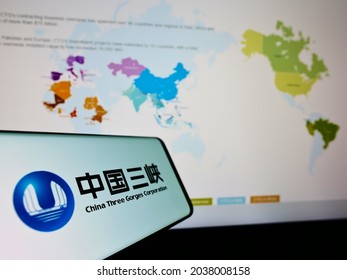 STUTTGART, GERMANY - Aug 16, 2021: Smartphone with logo of power company China Three Gorges Corporation (CTG) on screen in front of website  Focus on center-left of phone display 