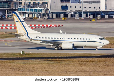 Stuttgart, Germany - January 15, 2021: Gainjet Ireland Boeing 737-700(BBJ) airplane at Stuttgart Airport (STR) in Germany.