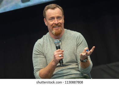 STUTTGART, GERMANY - JUN 30th 2018: Toby Stephens (Black Sails, Lost In Space) At Comic Con Germany Stuttgart, A Two Day Fan Convention