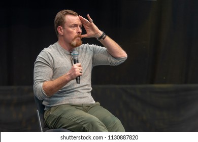 STUTTGART, GERMANY - JUN 30th 2018: Toby Stephens (Black Sails, Lost In Space) At Comic Con Germany Stuttgart, A Two Day Fan Convention