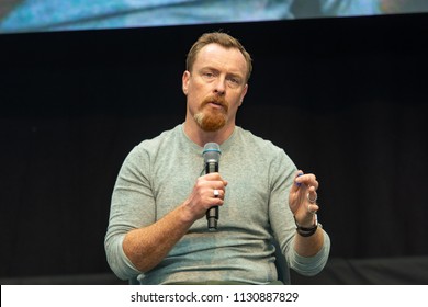 STUTTGART, GERMANY - JUN 30th 2018: Toby Stephens (Black Sails, Lost In Space) At Comic Con Germany Stuttgart, A Two Day Fan Convention