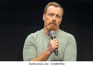 STUTTGART, GERMANY - JUN 30th 2018: Toby Stephens (Black Sails, Lost In Space) At Comic Con Germany Stuttgart, A Two Day Fan Convention