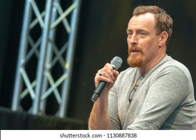 STUTTGART, GERMANY - JUN 30th 2018: Toby Stephens (Black Sails, Lost In Space) At Comic Con Germany Stuttgart, A Two Day Fan Convention