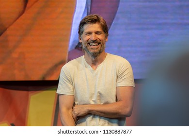 STUTTGART, GERMANY - JUN 30th 2018: Nikolaj Coster-Waldau (Jaime Lannister In Game Of Thrones) At Comic Con Germany Stuttgart, A Two Day Fan Convention