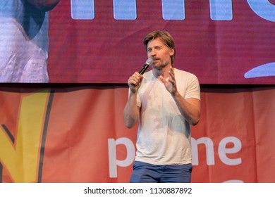 STUTTGART, GERMANY - JUN 30th 2018: Nikolaj Coster-Waldau (Jaime Lannister In Game Of Thrones) At Comic Con Germany Stuttgart, A Two Day Fan Convention