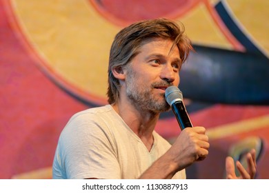 STUTTGART, GERMANY - JUN 30th 2018: Nikolaj Coster-Waldau (Jaime Lannister In Game Of Thrones) At Comic Con Germany Stuttgart, A Two Day Fan Convention