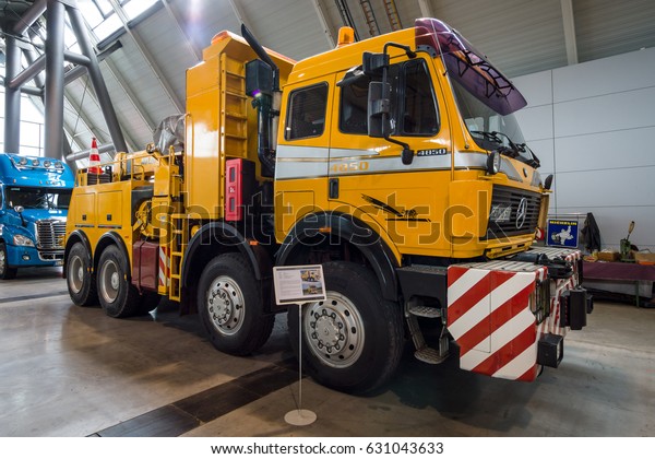 STUTTGART, GERMANY - MARCH 03, 2017: Heavy\
duty truck Mercedes-Benz 4850 AS 8x8, 1985. Europe\'s greatest\
classic car exhibition \