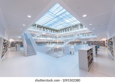 Stuttgart Library, Germany - April 19, 2018: Stuttgart Library has a modern architecture - Shutterstock ID 1091502380